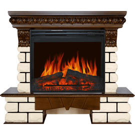 Каминокомплект Royal Flame Pierre Luxe LORD Темный дуб/Белый с очагом Jupiter FX New