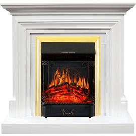 Каминокомплект Royal Flame Bradford Белый с очагом Majestic FX Brass