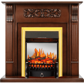 Каминокомплект Royal Flame Venice Махагон коричневый антик с очагом Fobos FX M Brass