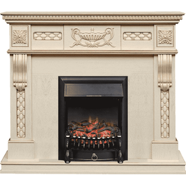Каминокомплект Royal Flame Corsica Слоновая кость с патиной с очагом Fobos FX Black