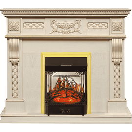 Каминокомплект Royal Flame Corsica Слоновая кость с патиной с очагом Majestic FX M Brass