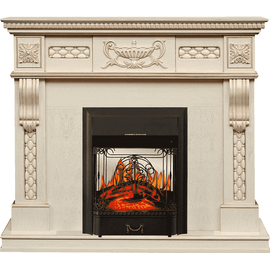 Каминокомплект Royal Flame Corsica Слоновая кость с патиной с очагом Majestic FX M Black