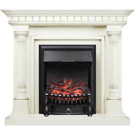 Каминокомплект Royal Flame Dallas Слоновая кость с патиной с очагом Fobos FX Black