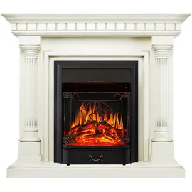 Каминокомплект Royal Flame Dallas Слоновая кость с патиной с очагом Majestic FX Black