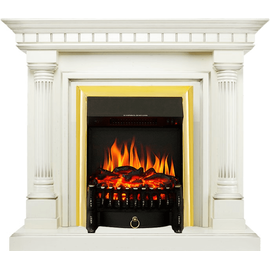 Каминокомплект Royal Flame Dallas Слоновая кость с патиной с очагом Fobos FX Brass