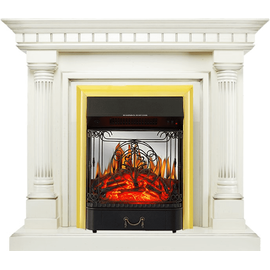 Каминокомплект Royal Flame Dallas Слоновая кость с патиной с очагом Majestic FX M Brass