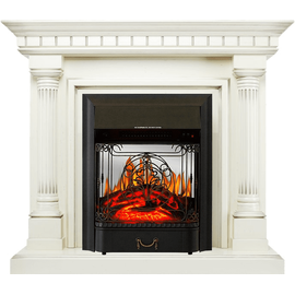Каминокомплект Royal Flame Dallas Слоновая кость с патиной с очагом Majestic FX M Black