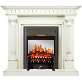 Каминокомплект Royal Flame Dallas Слоновая кость с патиной с очагом Fobos FX M Black