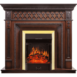 Каминокомплект Royal Flame Alexandria махагон коричневый антик с очагом Majestic FX Brass