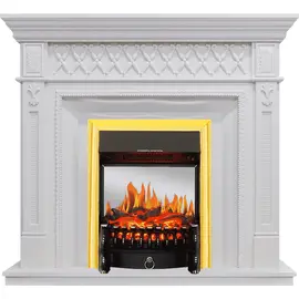 Каминокомплект Royal Flame Alexandria Белый дуб с очагом Fobos FX M Brass