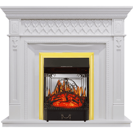 Каминокомплект Royal Flame Alexandria Белый дуб с очагом Majestic FX M Brass