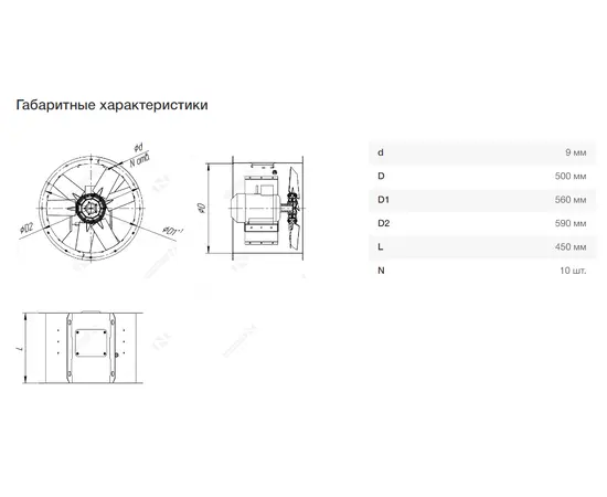 Неватом VO-5,0-О-1-0,37/1000-15S1-01, Типоразмер дм (мм) : 5,0 (500), Исполнение: Сейсмостойкое, Тип: Без опорной рамы, Мощность: 0,37 кВт, Производительность (м³/ч): 5000, - 7
