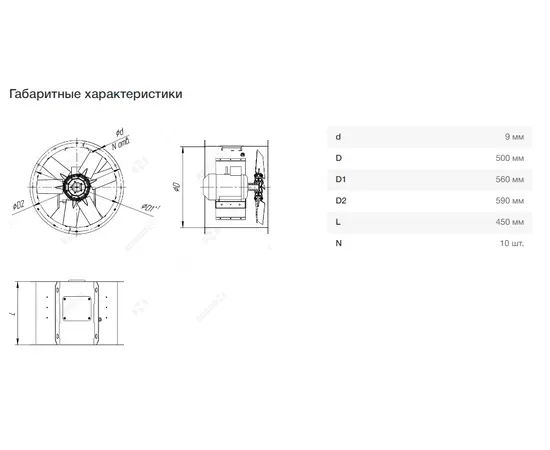 Неватом VO-5,0-О-1-0,75/1500-15X1-01, Типоразмер дм (мм) : 5,0 (500), Исполнение: Общего назначения, Тип: Без опорной рамы, Мощность: 0,75 кВт, Производительность (м³/ч): 9200, - 7