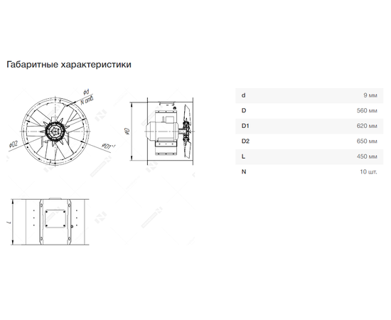 Неватом VO-5,6-О-1-0,37/1500-15A1-01, Типоразмер дм (мм) : 5,6 (560), Тип: Без опорной рамы, Мощность: 0,37 кВт, Производительность (м³/ч): 7000, - 7