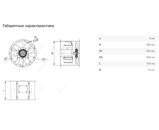 Nevatom VO-5,6-О-1-4/3000-15F1-01, Типоразмер дм (мм) : 5,6 (560), Тип: Без опорной рамы, Мощность: 4 кВт, Производительность (м³/ч): 20000, - 7