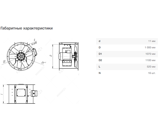 Nevatom VO-10,0-О-1-2,2/1000-15N2-01, Типоразмер дм (мм) : 10,0 (1000), Тип: Без опорной рамы, Мощность: 2,2 кВт, Производительность (м³/ч): 35500, - 7