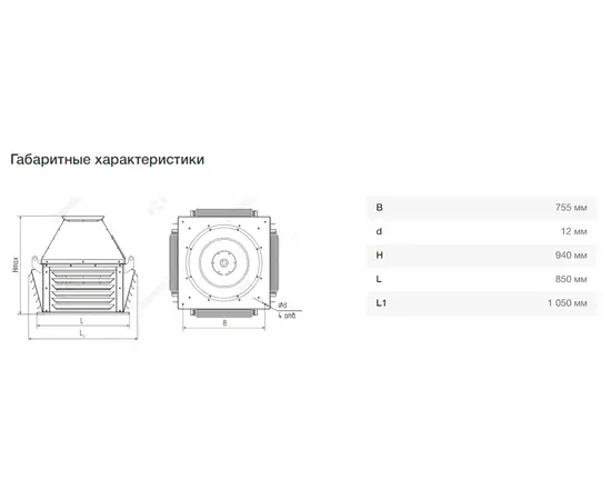 Nevatom VKRS-6,3-DU600-2,2/1000-01-1, Исполнение: Дымоудаления ДУ 600 ºС, Диаметр: 630 мм, Производительность (м³/ч): 15820, - 4
