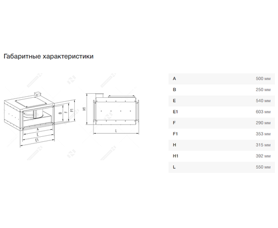 Неватом VKP 500-250/22-4Dsh, Типоразмер (мм): 500х250, Напряжение: 380 В, Шумоизоляция: Есть, - 6