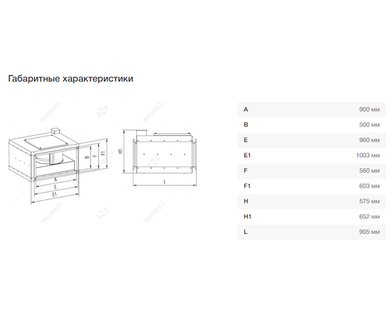 Неватом VKP 900-500/45-6Dsh, Типоразмер (мм): 900х500, Напряжение: 380 В, Шумоизоляция: Есть, - 6