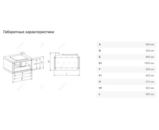 Неватом VKP 900-500/45-6Dsh, Типоразмер (мм): 900х500, Напряжение: 380 В, Шумоизоляция: Есть, - 6