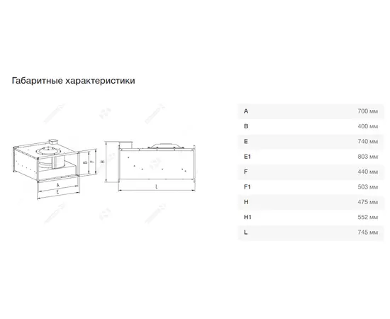 Неватом VKP 700-400/35-4D, Типоразмер (мм): 700х400, Напряжение: 380 В, Шумоизоляция: Нет, - 6