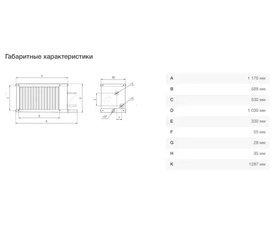 Nevatom OFP 100*50/4-R, Типоразмер (мм): 1000х500, Мощность: 32,15 кВт, Сторона подключения: Справа, - 5