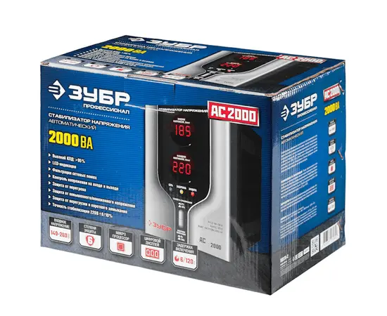 Зубр АСН-2000-1-Ц, Мощность: 2 кВА, Установка: Напольная, - 8 Зубр АСН-2000-1-Ц, Мощность: 2 кВА, Установка: Напольная, - 8