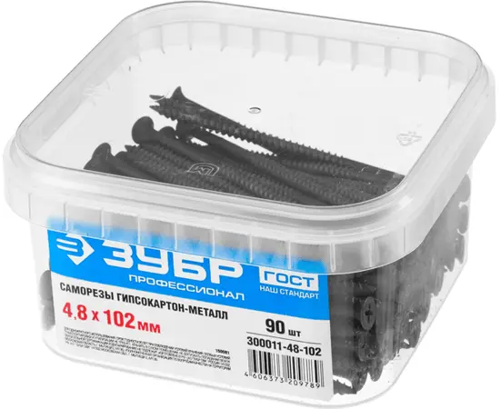Саморезы гипсокартон-металл Зубр 4,8х102 мм, Длина (мм): 102, - 4