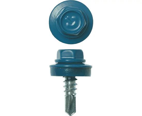 Саморезы Зубр СКМ 5,5х19 мм кровельные для металлических конструкций RAL 5009 коробка, Длина (мм): 19