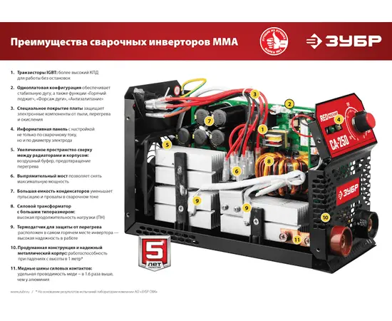 Зубр СА-190, Макс. сварочный ток: 190 А, - 12 Зубр СА-190, Макс. сварочный ток: 190 А, - 12