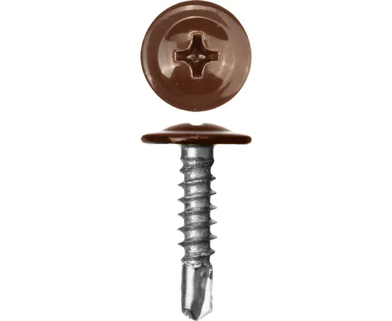 Саморезы Зубр ПШМ-С 4,2х25 мм с пресс-шайбой и сверлом для листового металла RAL 8017 коробка, Длина (мм): 25 Саморезы Зубр ПШМ-С 4,2х25 мм с пресс-шайбой и сверлом для листового металла RAL 8017 коробка, Длина (мм): 25