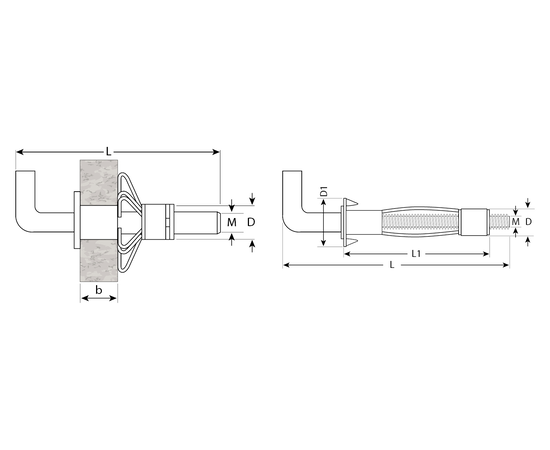 Анкеры ″МОЛЛИ″ Зубр 8х32 мм с крюком коробка, - 2