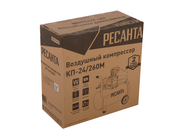 Ресанта КП-24/260М, Макс. производительность (л/мин): 260, Объем ресивера (л): 24, - 7