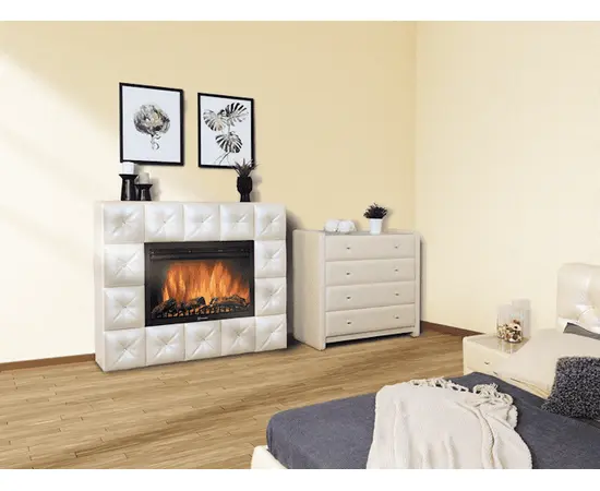 Каминокомплект: Очаг Electrolux EFP/P-3020LS с порталом Firelight Crystal 30 светлая экокожа, Цвет: Светлая экокожа, - 4