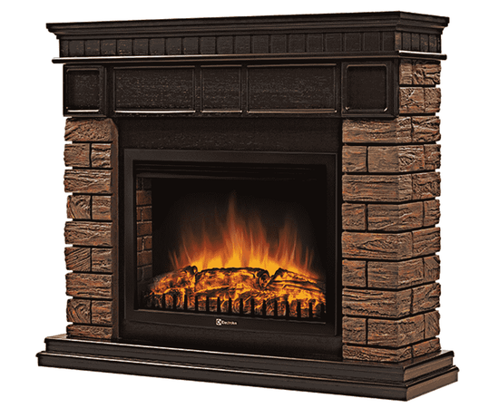 Firelight Bricks Wood 25 камень коричневый, шпон темный дуб, Цвет: Темный дуб