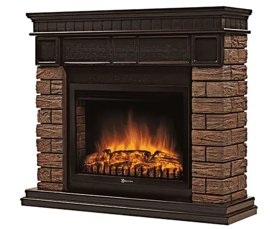 Firelight Bricks Wood 30 камень коричневый, шпон темный дуб, Цвет: Темный дуб