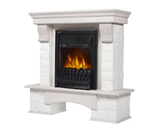 Firelight Forte Classic U (угловой) камень белый, шпон белёный дуб, - 2