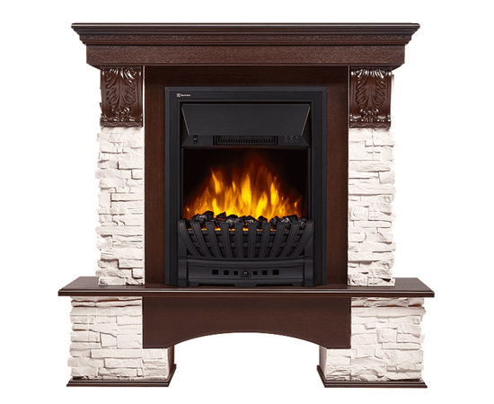 Firelight Pietra Classic камень белый, шпон темный дуб, Цвет: Темный дуб