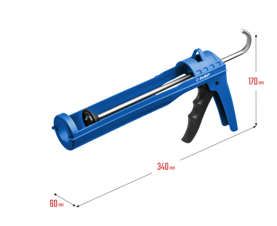 Лёгкий полукорпусный пистолет для герметика Дока Зубр 310 мл, - 4