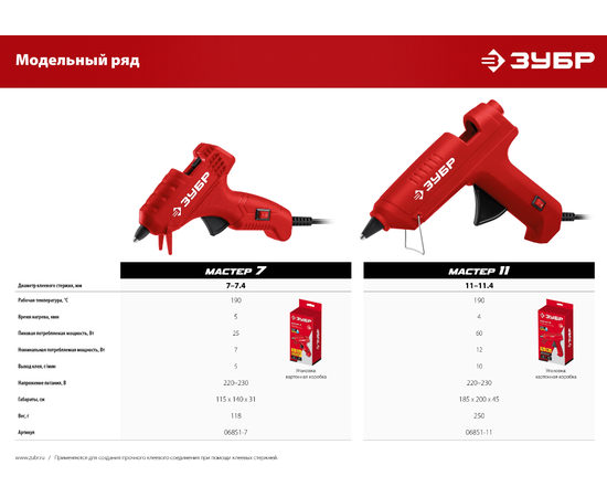 Термоклеевой электрический пистолет Зубр d 11 мм, 10 г/мин, - 11