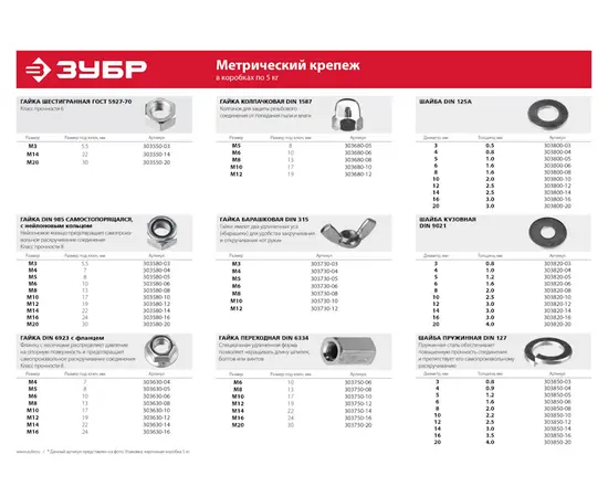 Шайба Зубр DIN 125А, 16 мм, 5 кг, Номинальный диаметр (мм): 16, - 4