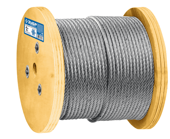 Трос грузоподъемный стальной Зубр DIN 3060, 8 мм, 80 м, Диаметр (мм): 8