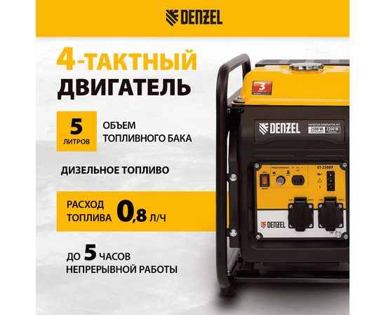Denzel GT-2500iF, Макс. мощность: 2,5 кВт, - 4