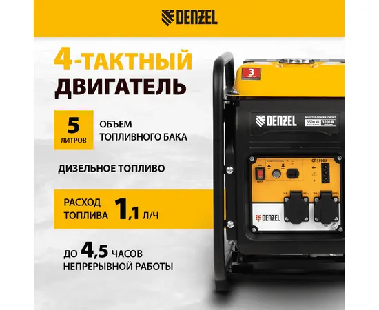 Denzel GT-3500iF, Макс. мощность: 3,5 кВт, - 4