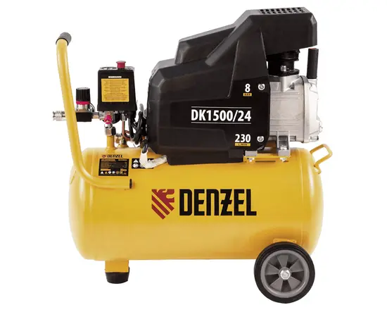 Denzel DK1500/24, Мощность (кВт): 1,5, Макс. производительность (л/мин): 230, Объем ресивера (л): 24, - 6