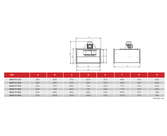 BVN BDKF-R 560 T, Типоразмер (мм): 1000х500, Напряжение: 380 В, - 3