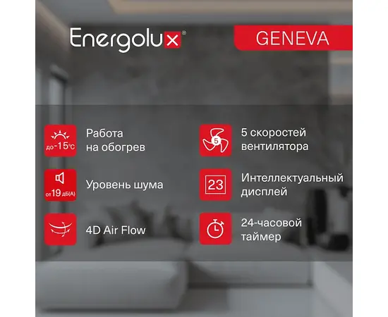 Energolux SAS09G4-AI/SAU09G4-AI, Рекомендуемая площадь и мощность: 25 м² - 2,5 кВт, - 12