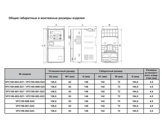 BVM VFC100-00A-G21 0,4 кВт, Мощность: 0,4 кВт, Напряжение: Вход 1х220В / Выход 1х220В, - 3
