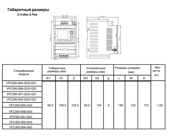 BVM VFC300-00A-G43 0,4 кВт, Мощность: 0,4 кВт, Напряжение: Вход 3х380В / Выход 3х380В, - 2