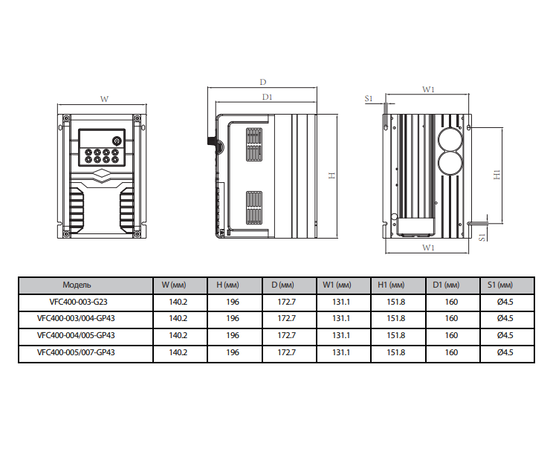 BVM VFC400-00A-G23 0,4 кВт, Мощность: 0,4 кВт, Напряжение: Вход 1х220В / Выход 3х220В, - 5
